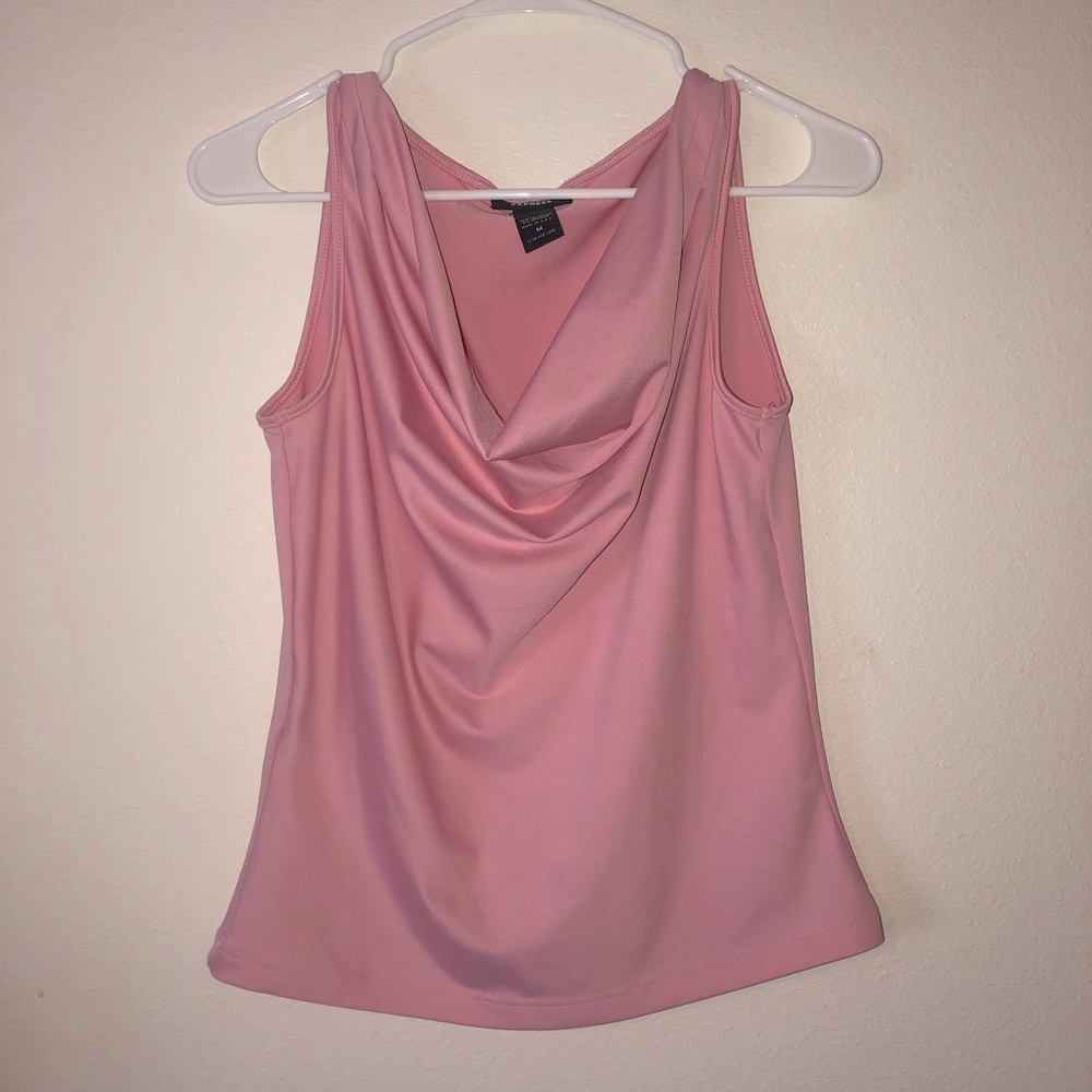 Pink cowl neck tank top